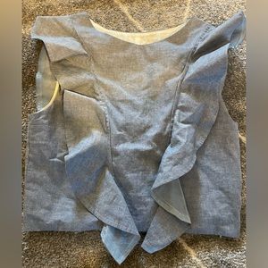 Viva Aviva Magnolia Cotton Silk Organza Ruffle Mid Crop Top Size Small $195